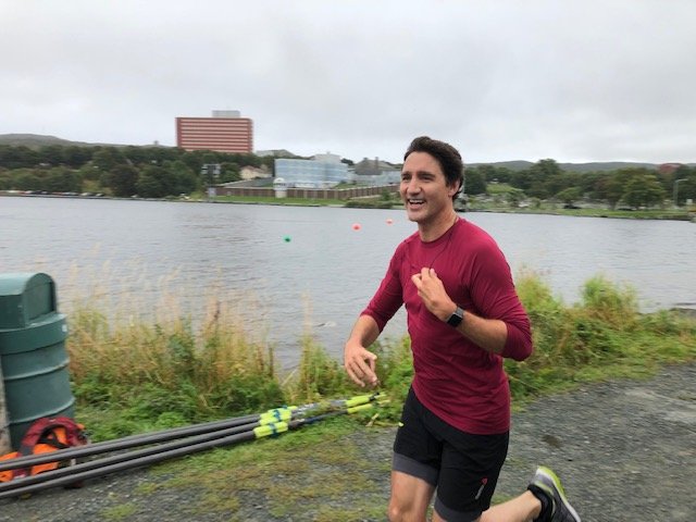 OnTheGoCBC's tweet photo. Just some guy, spotted running around Quidi Vidi Lake this morning.  Photo by Nigel Markham. https://t.co/Dp59KJyiDz