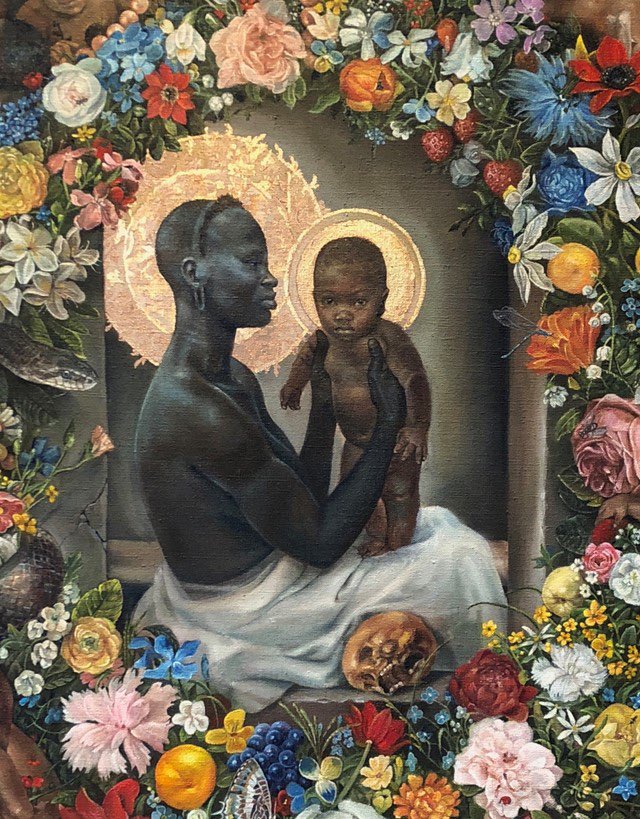 I’m completely obsessed with Harmonia Rosales’ artwork. She reimagines scenes from the Bible to let these people know 2 things: God is Black + God is a womanHer ‘Birth of Oshun’, ‘Creation of God’ + that ABSOLUTELY breathtaking ‘The Virgin’ are some of my favorites. Whew 