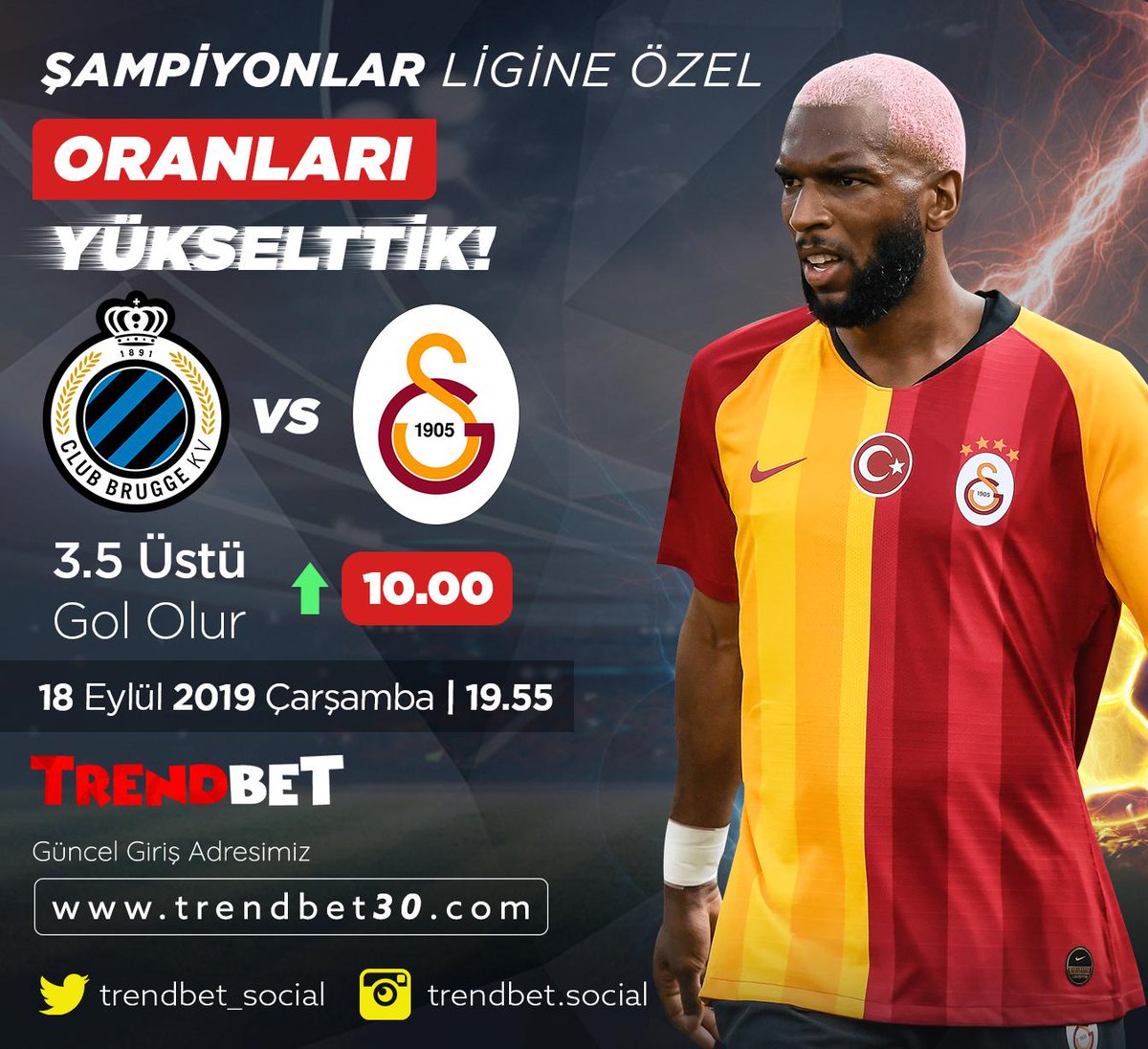 Şampiyonlar Ligine Özel Oranlar TrendBet'te ! 

Hızlı Kayıt : bit.ly/2lTKR84 --&gt; TIKLA ÜYE OL

3.5 Üst Gol Olur Tam 10 ORAN 🤩😲
Hemen Tıkla Sende Kazan.

#YönetmelikVarSözleşmeYok #MaçTekrarEdilmeliTFF #bahis #denemebonusu #bet #GalatasarayBilet #Galatasaray