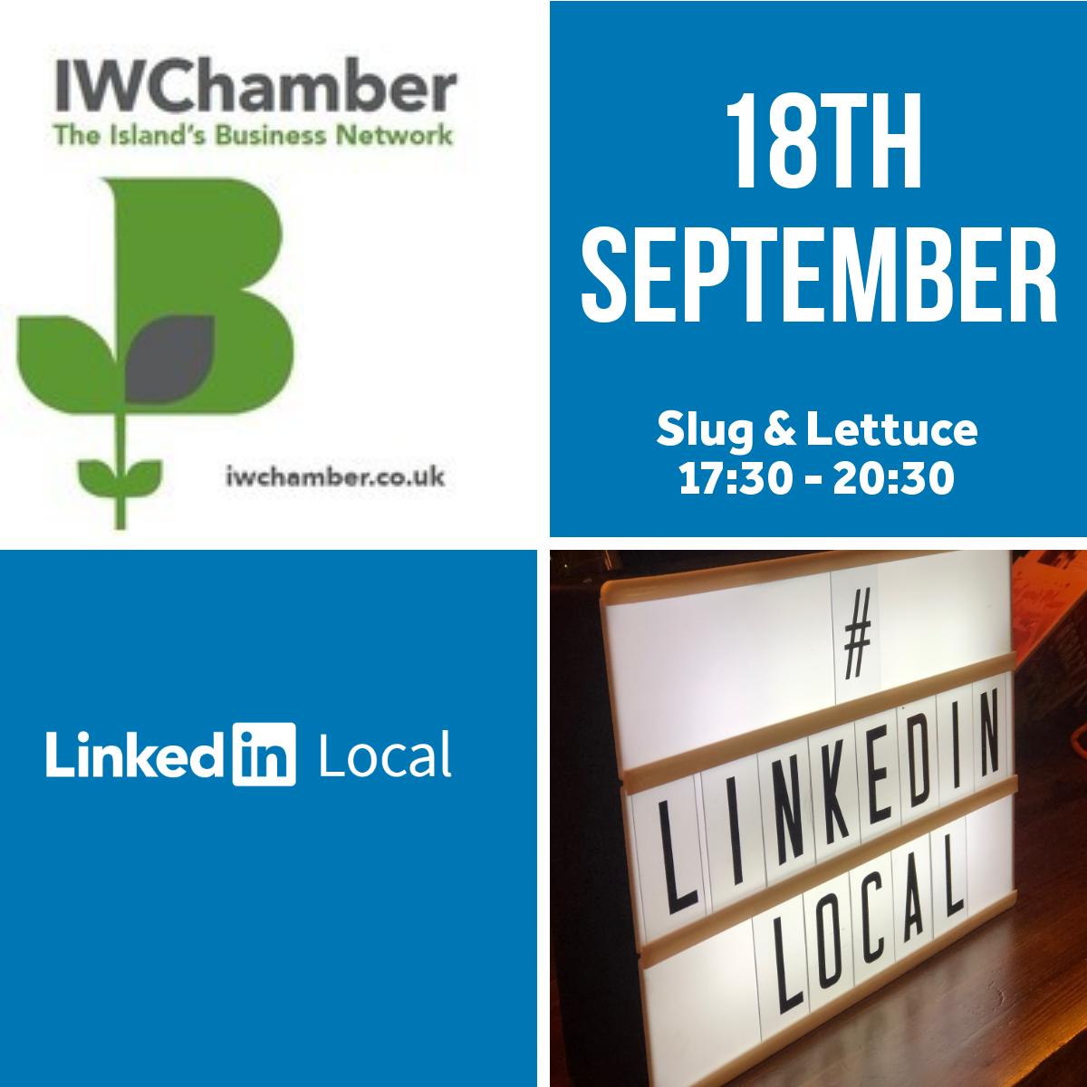 The <a href="/iwchamber/">IW Chamber Commerce</a> have supported #LinkedInLocal since it started on the #IsleofWight, and I'm pleased to say they continue to help promote the event. tomorrows event is looking like a busy one! - You can register here - bit.ly/2UWWqsI