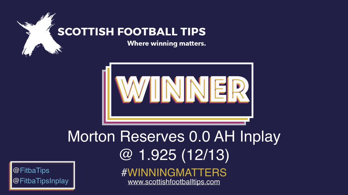 FitbaTipsInplay's tweet image. #SPFL reserve league football continues to treat us very well with yet another #Winner. 

Since it's return on the 19th August we have invested 30.5% and returned 47.25%.

56.56% ROI

Long may this lum reek.

#Winning #Inplay #BettingTips

#WinningMatters