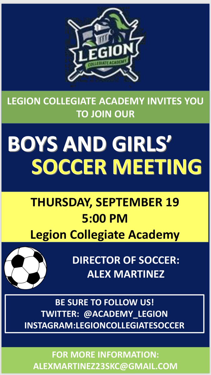 Please join us Thursday at our first official soccer meeting! 5PM @ The School. Please make sure that you have a parent or guardian with you at our first meeting! Every player is required to come if you are wanting to play soccer! Pass the word around the school.