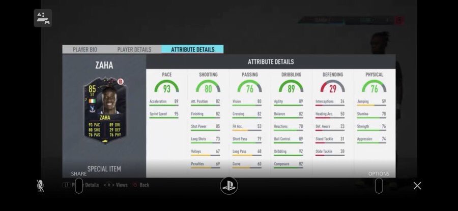 Season 1 catalogue Zaha In game stats #Fifa20