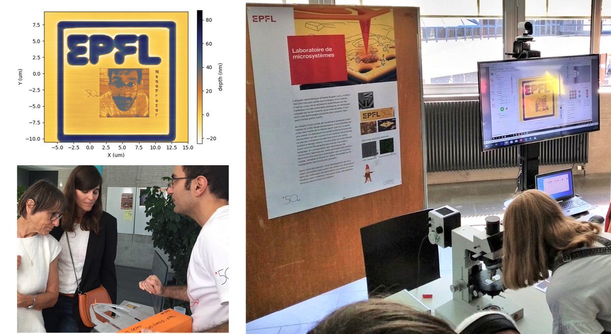 lmis1_epfl's tweet image. Superb weekend showing how t-SPL and DLS work at #PortesOuvertesEPFL. Thank you @Swisslitho for your help!

#nanoselfie #nanopatterning #nanolithography #nanoscience #nanotechnology #NanoFrazor #EPFL #scienceoutreach