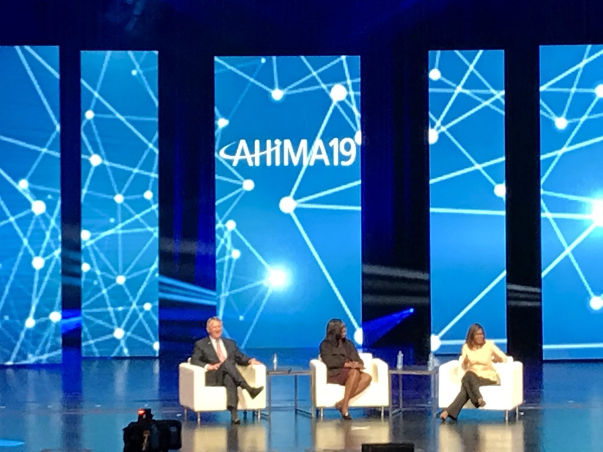 KeevaRussell's tweet photo. Be authentic, be confident and have integrity. Just a few key points from Leadership in Today’s Healthcare System session with Patrice A. Harris, MD, MA  President of the AMA David O. Barbe, MD, MHA, Past President of the AMA and Wylecia Wiggs Harris, PHD, CAE, AHIMA CEO #AHIMA19 https://t.co/fZYyHKVQNQ