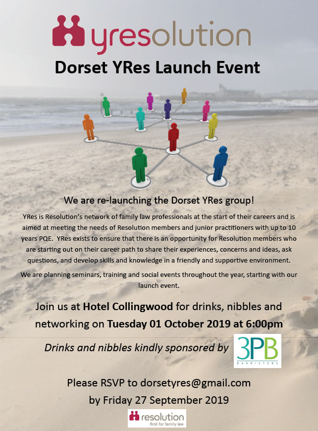 We are re-launching Dorset YRes on Tuesday 01 October 2019! We would love for you to join us at Hotel Collingwood for drinks, nibbles and networking, kindly sponsored by <a href="/3pbFamily/">Family 3PB</a>