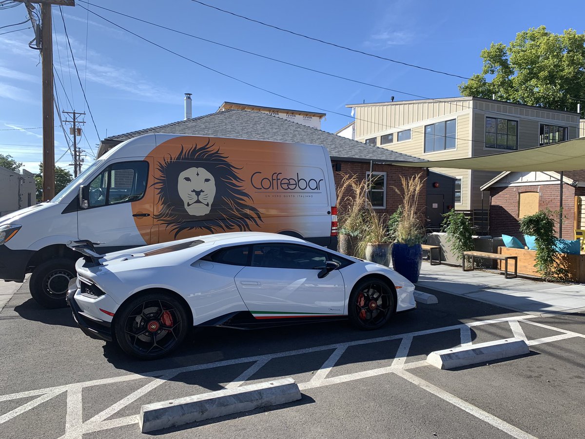 Drove an Italian Supercar to my favorite Italian Coffeeshop this morning 🇮🇹 <a href="/coffeebarreno/">Coffeebar</a>