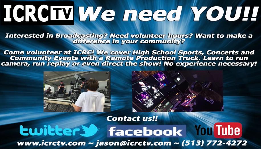 Ever wanted to work on a live television crew? Have a love for any and all sports? 

Then you should sign up to be on the crew for one of our many upcoming live tv productions this fall! No experience necessary! 

SIGN UP HERE: icrctv.com/productions