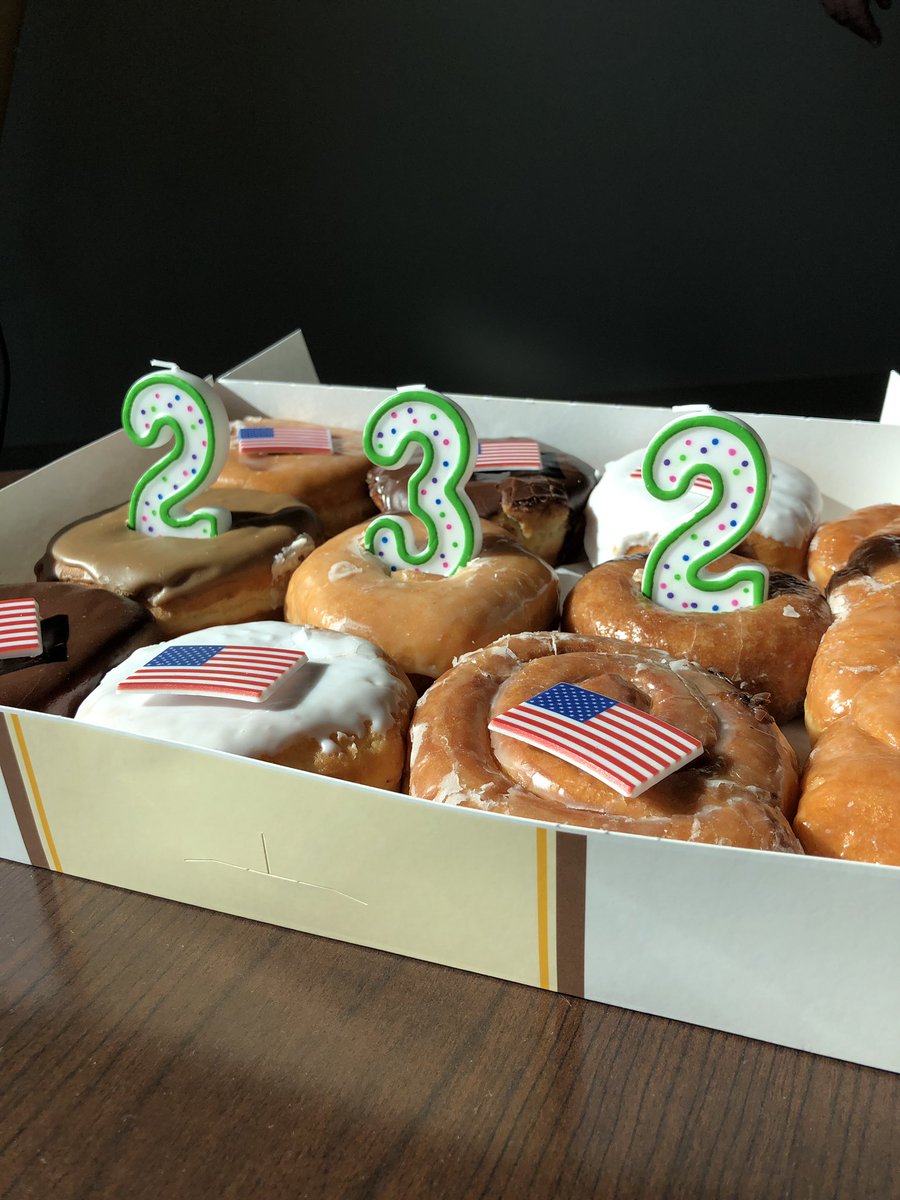 TeamBurningham's tweet photo. Of course someone brought #ConstitutionDay donuts to our team meeting. #232years https://t.co/V37Boy7tTp