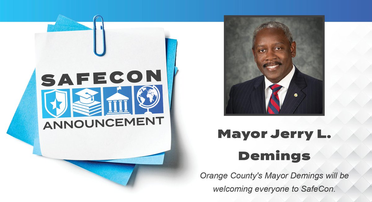 We're excited to share that Orange County Mayor Jerry Demings will be welcoming everyone to SafeCon this year. Join us November 19-20! See the full agenda: fbcinc.com/e/safecon/agen… #SafeConFL19 #Orlando #FBCinc  <a href="/OCFLMayor/">Orange County Mayor Jerry L. Demings</a>