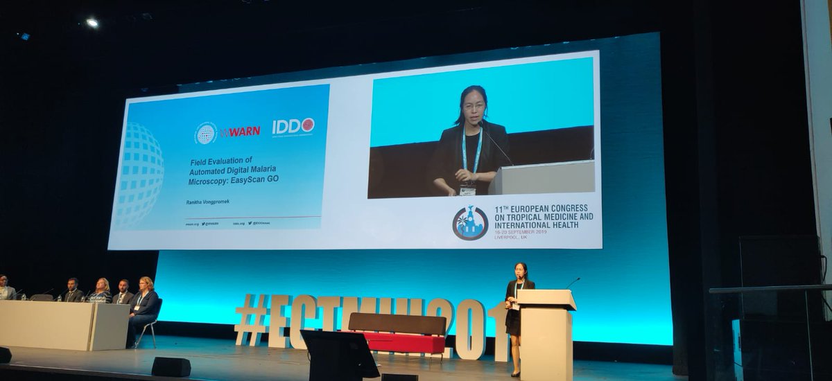 WWARN's tweet photo. Lively discussion around Ranitha Vongpromek's #WWARN talk at #ECTMIH2019 on field evaluation of automated digital #malaria microscopy: EASYSCAN GO https://t.co/oOmPIWho3W