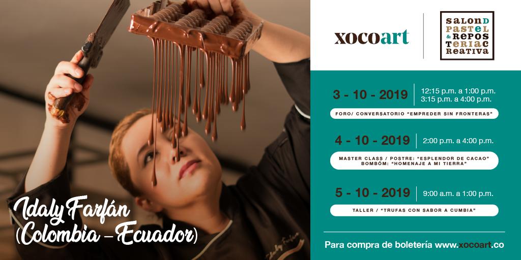 Idaly Farfan nos trae su taller TRUFAS CON SABOR A CUMBIA
Elaboración de trufas con que representan nuestras regiones y sabores colombianos. Además nos acompañará con su experiencia en diferentes conferencias. 

Compra su boleta en:   xocoart.co/producto/talle…