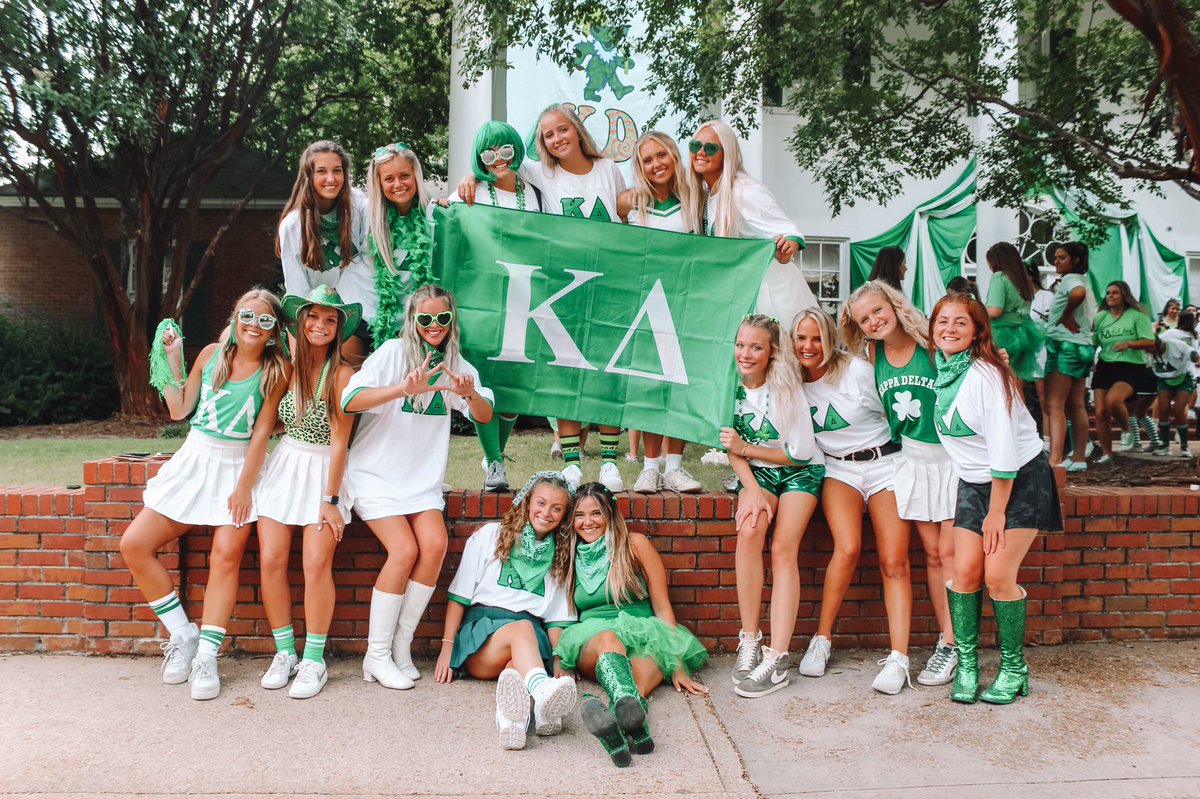 Meet the women of Kappa Delta! The Alpha Mu chapter of Kappa Delta was founded here in 1927 &amp; their national philanthropies are the Prevent Child Abuse America and the Girl Scouts of the USA! KD’s colors are Olive Green &amp; Pearl White and their symbol is a Nautilus Shell!💚🌟