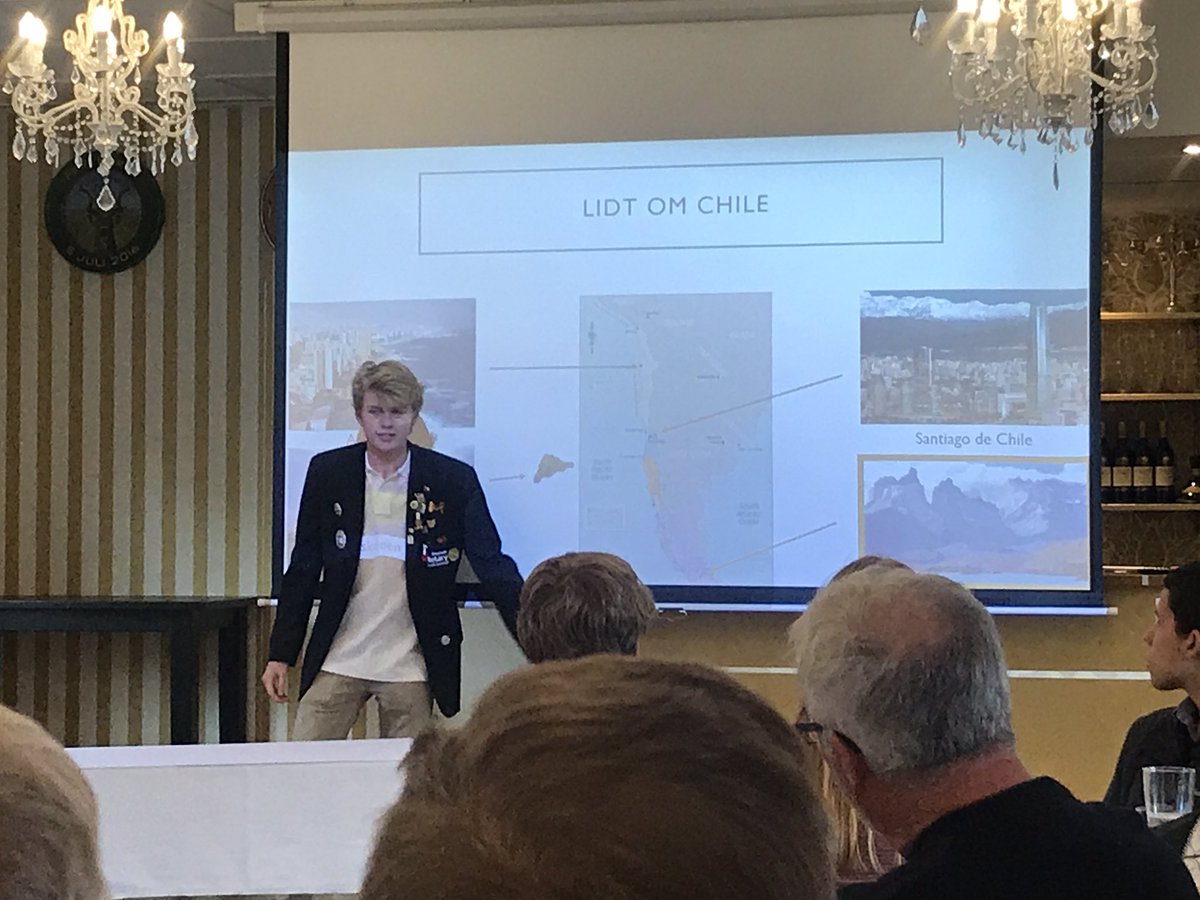 Aftenmøde med foredrag fra vores hjemvendte #udveksklingsstudent Jeppe, som har været et år i Chile #rotary <a href="/Rotary/">Rotary International</a> #rotarydk #youthexchange #alletidersroskilde