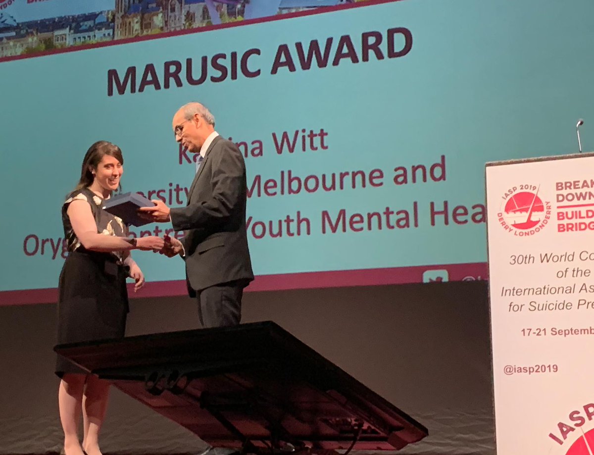 Mental_Elf's tweet photo. @iasp2019 @suicideresearch @profsiobhanon @barry_mcgale @healthdpt @jimdalytd @WHO @MHInnovation @MuradMKhan @RRowanOlive @MarkOneinFour And @Dr_KatrinaWitt has won the Marusic Award at #IASP2019
#ElfPride She's an elf! https://t.co/JHpk7b17aN
We need to update your elf profile Kat ๐ https://t.co/ozL86CyKpv