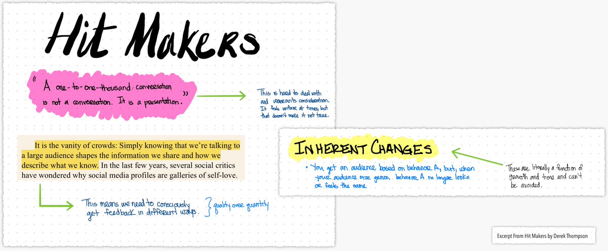 notes from Hit Makers by Derek Thompson: "It is the vanity of crowds. Simply knowing that we're talking to a large audience shapes the information we share and how we share it."