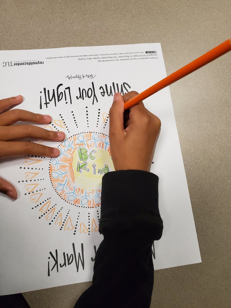 Celebrating dot day with Mrs.Derrow in library! Wise words of a third grader: "Love makes our world a better place!" #ItsWorthIt #WoParkSharks