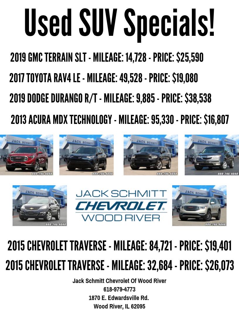 Used SUV Specials From Jack Schmitt Chevrolet 

#suv #jackschmitt #jackschmittchevy
#suvdeals