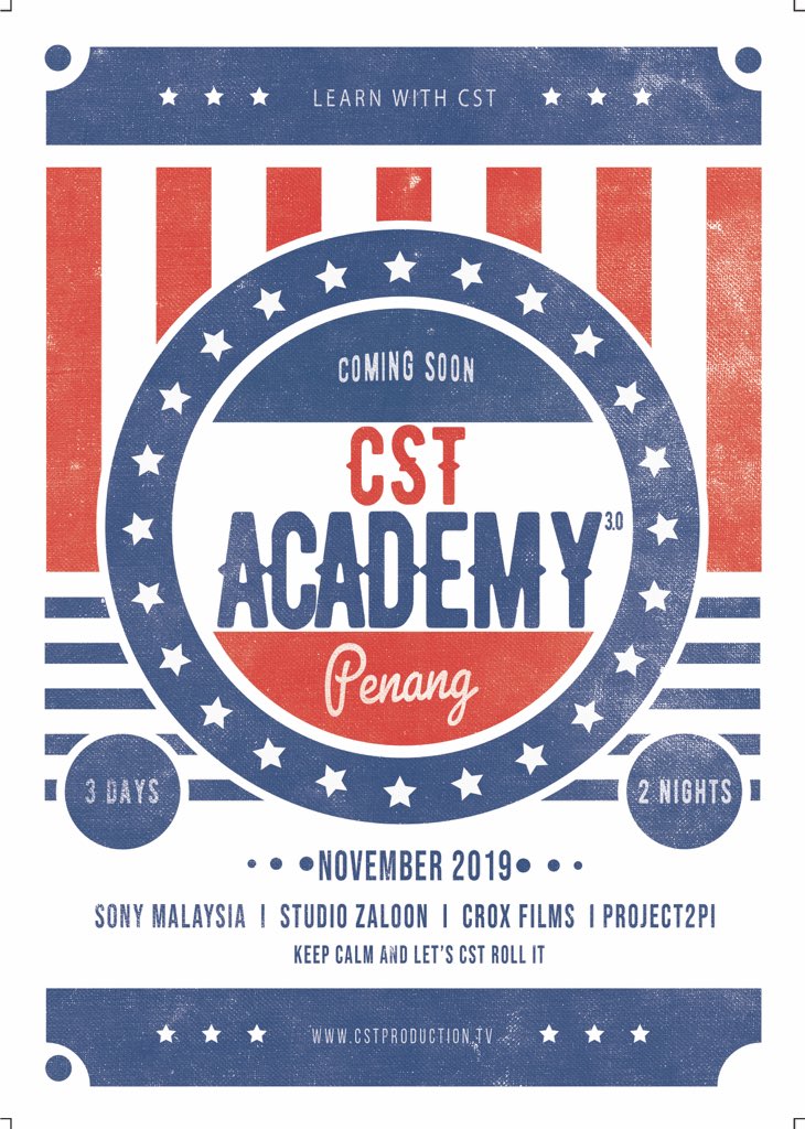 Videography class with CST PRODUCTION 

You are really into video making but still want to learn more? The season has officially started. Let’s learn and gain our skills in producing a video. Proudly announce, we are now open for booking. hellocst.wasap.my