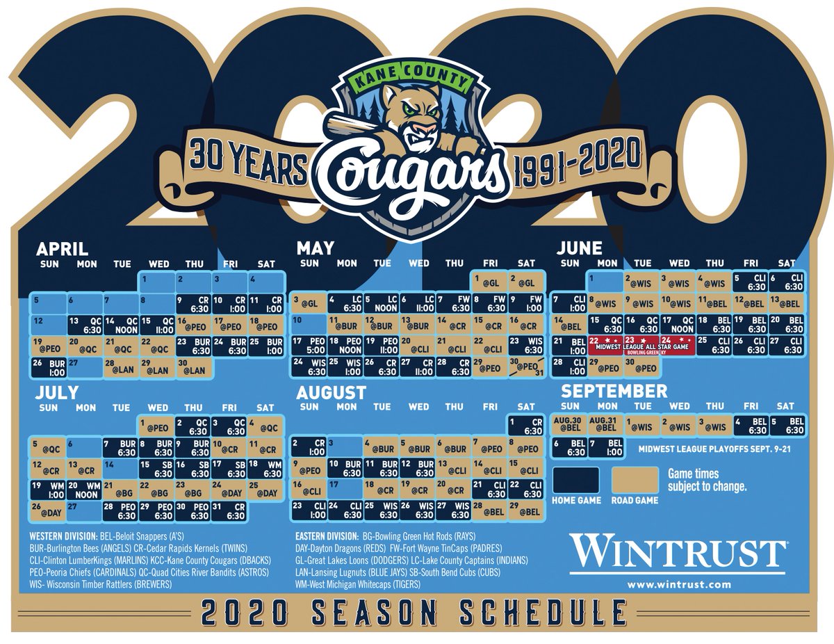 Kane County Cougars Schedule 2022 Kane County Cougars On Twitter: "If You're Like Us And Can't Wait For More  Of #Yourcougars Baseball, Download The 2020 Schedule Today! Download:  Https://T.co/Ck0Hobywzs Https://T.co/Sxx6Vqoxdb" / Twitter