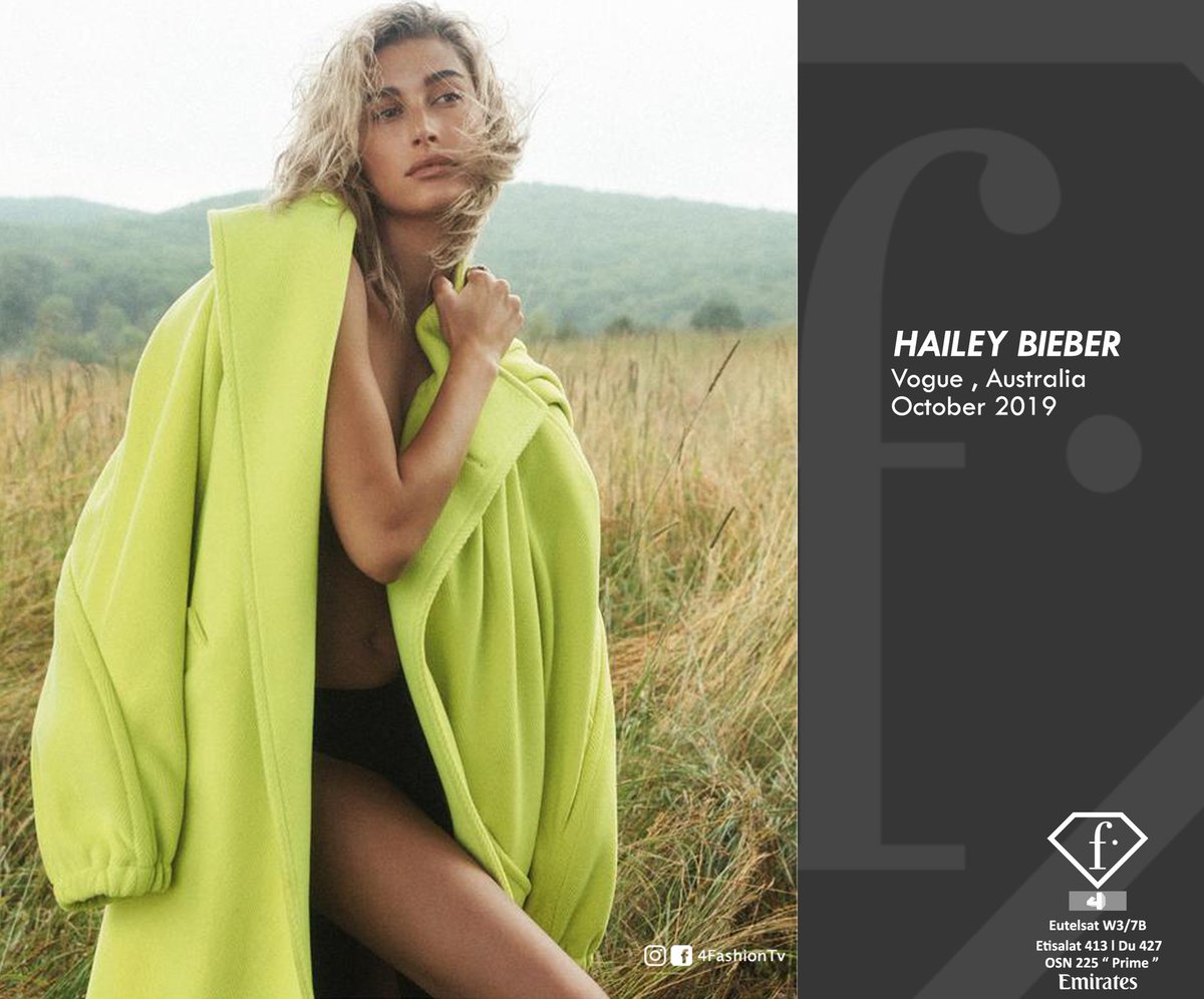 4FashionTv's tweet photo. #FTVnews :  Vogue Australia’s October 2019 issue ,  Hailey Bieber on her marriage to Justin Bieber and their secrets to a happy relationship !!!! @haileybieber @justinbieber @vogueaustralia https://t.co/RkNLb18lFN