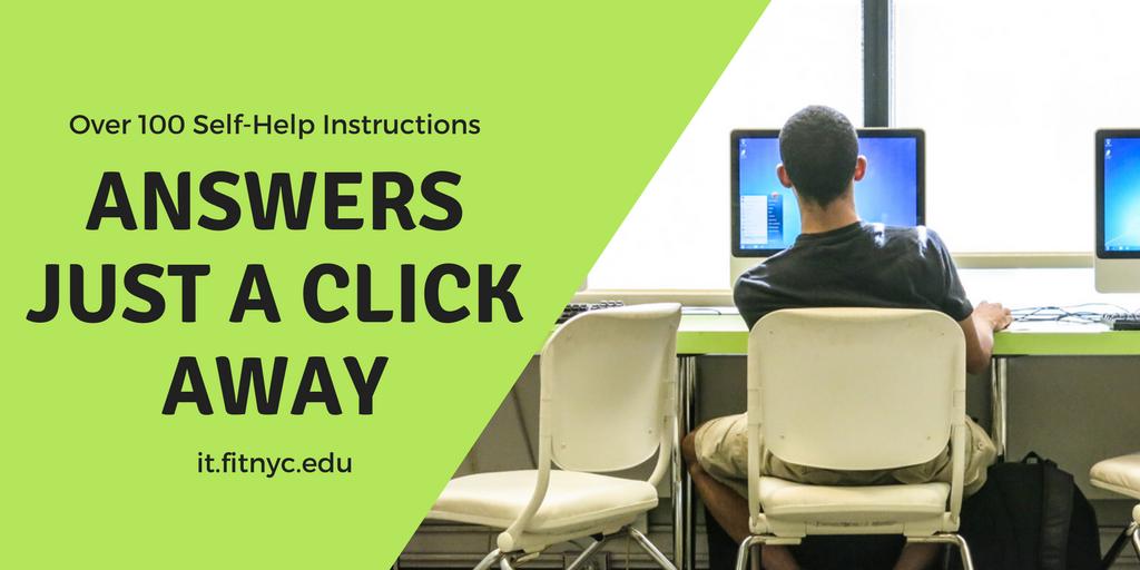 FITTechHelp's tweet image. Over 100 self-help instructions available at it.fitnyc.edu.
#TechHelp #DoITYourself #TechTipTuesday