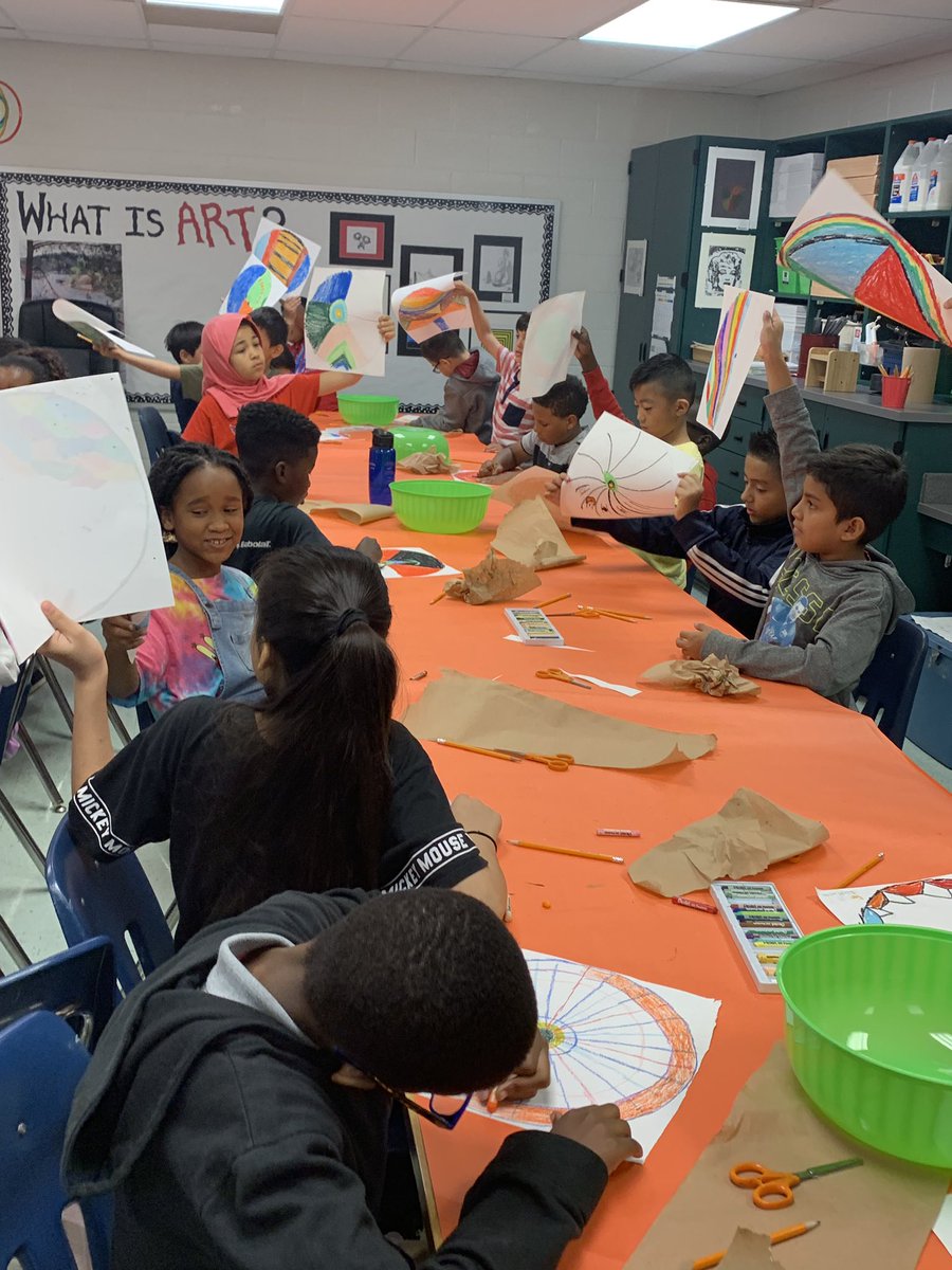 wundawoman's tweet photo. We read The Dot by Peter Reynolds celebrating International Dot Day. Then Ms. Goins and Ms. Solomon collaborated with 3rd and 5th grade students in Art for a lesson using Oil Pastels. #mnesthebest #PWCSGiftedEd https://t.co/QGunr8bmAp