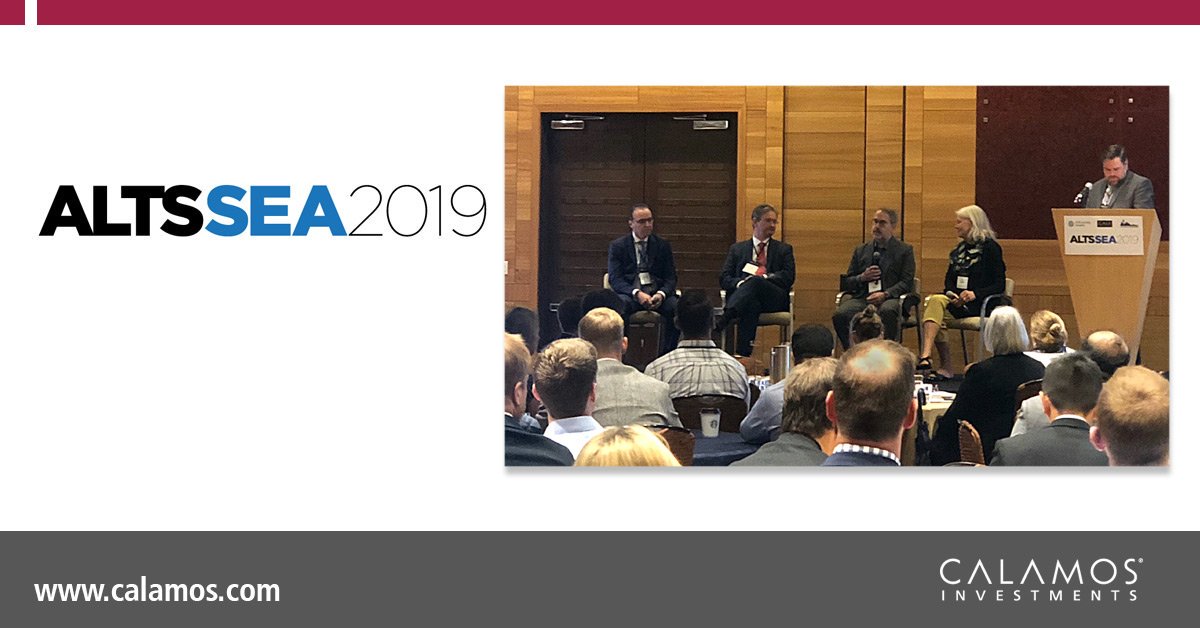 Calamos's tweet photo. This morning at #ALTSSEA: Calamos Co-CIO and $CMNIX PM Eli Pars commenting on the outlook for #liquidalts https://t.co/FKPIjItnKM