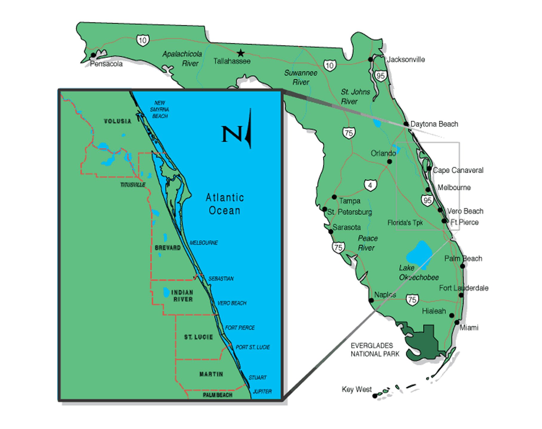 Indian River Lagoon Map Florida Oceanographic Society On Twitter: "Can You Guess How Long The Indian  River Lagoon Is? It Is Actually 156 Miles Long And Extends From Jupiter To  New Smyrna Beach! In Most Places