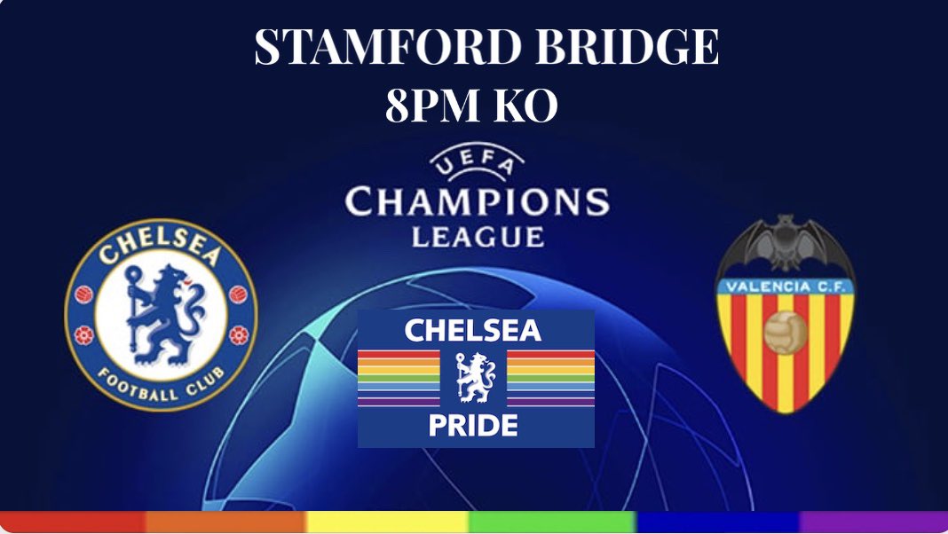 ChelseaPride_'s tweet photo. #THEMIGHTYCFC COME ON LADS. LETS MAKE IT A CRACKING NIGHT BACK IN THE #ChampionsLeague #CHEVCF @ChelseaFC shout out to our friends and rivals for tonight.  @LGTB_VCF https://t.co/IxRfmNd0co