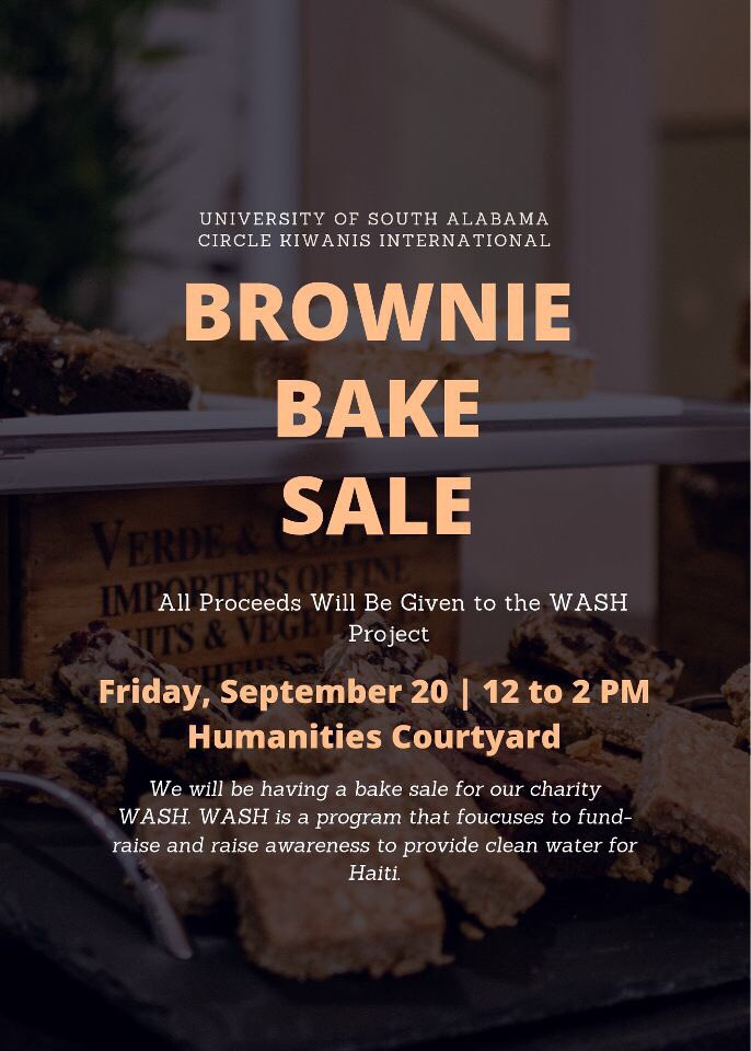 USACircleK's tweet photo. This Friday come help support the WASH project💧with our Brownie Bake Sale from 12-2pm in Humanities courtyard! https://t.co/yXW05IVElP