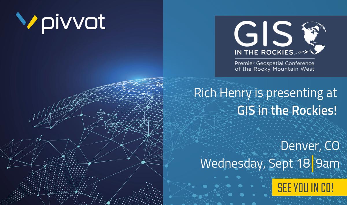Pivvot_Inc's tweet photo. Who's going to #GIS in the Rockies this week!? Join us for a presentation on using open-source, cloud technologies to integrate and manage data. #data #denver #integralink https://t.co/JLJ2yQfTjD