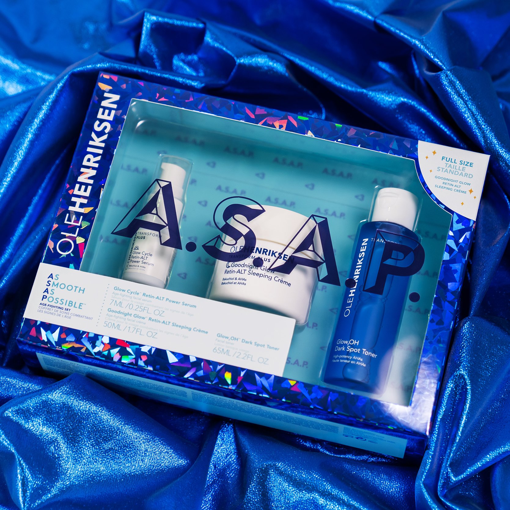 Ole Henriksen on X: Meet A.S.A.P. (As Smooth As Possible) Age-Fighting  Skincare Set. This includes a full-size Goodnight Glow Retin-ALT Sleeping  Crème & mini Glow Cycle Retin-ALT Power Serum and Glow2OH Dark