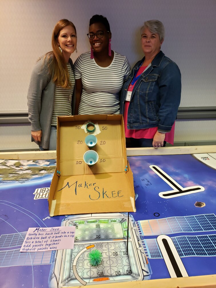 MrsMeg_K's tweet photo. MakerSpace Unplugged.. My group took the #cardboardchallenge and created a game! #nccatmaker https://t.co/1WGPmqZyUt
