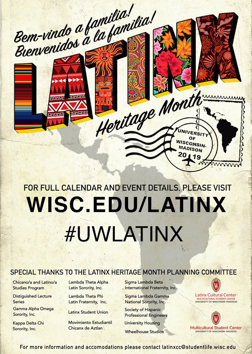 It's #LatinxHeritageMonth ! Here's what you need to do to celebrate: 

1. Follow: <a href="/uwlatinxcc/">UW Latinx</a>, <a href="/UWMulticultural/">UW-Madison MSC</a> and <a href="/uw_diversity/">UW–Madison Diversity</a>. 

2. Stay updated on events and celebrations throughout the month! 

More info: Wisc.edu/latinx
