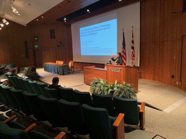 BlockchainIEEE's tweet photo. For #blockchain &amp; beyond, #security is an imperative for #IoT @Flo4Princeton shares in her keynote at the IEEE Global Blockchain Summit. #IEEEBlockchainAtNIST https://t.co/alfVPtrb6v