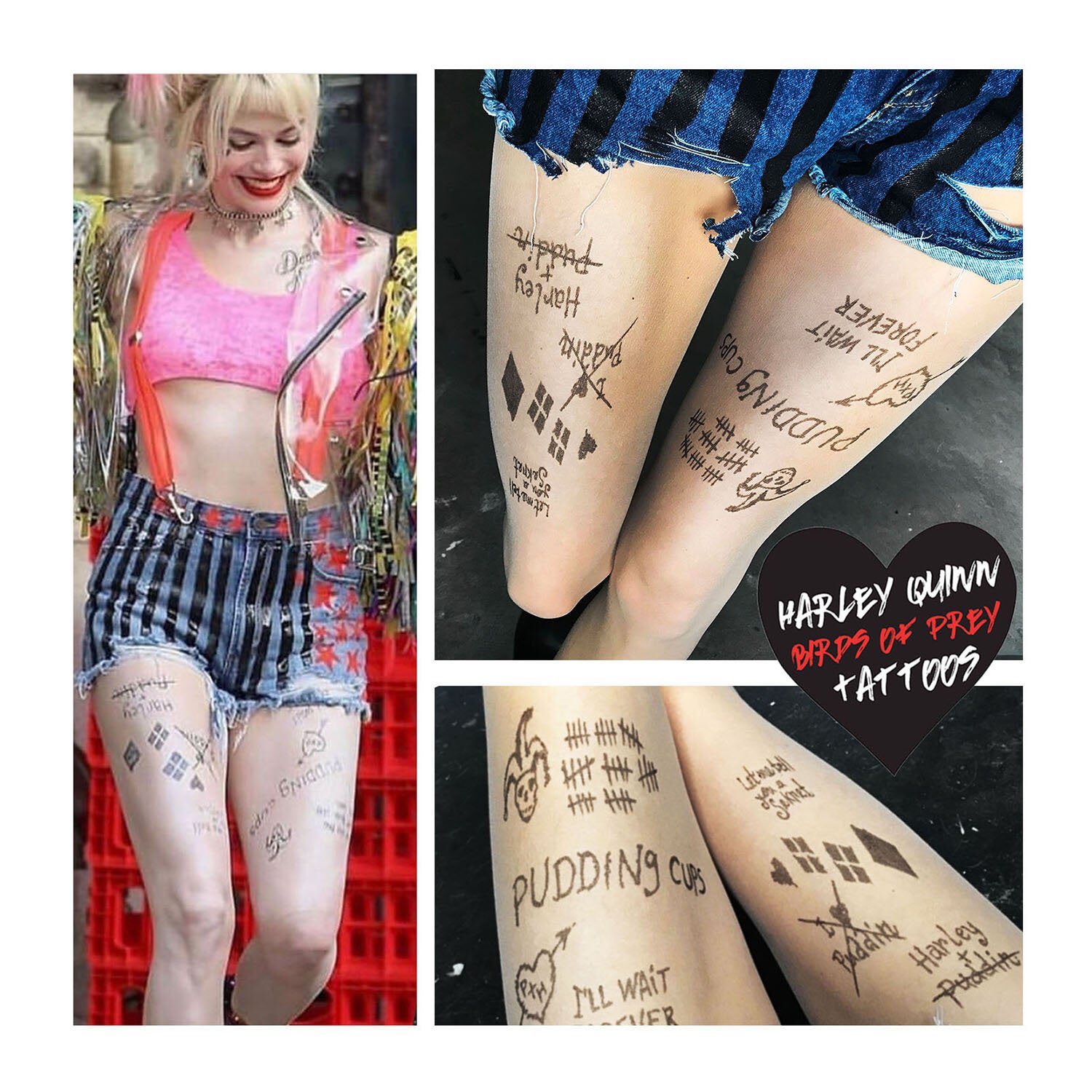 Harley Quinn Temporary Tattoo Set  TattooIcon