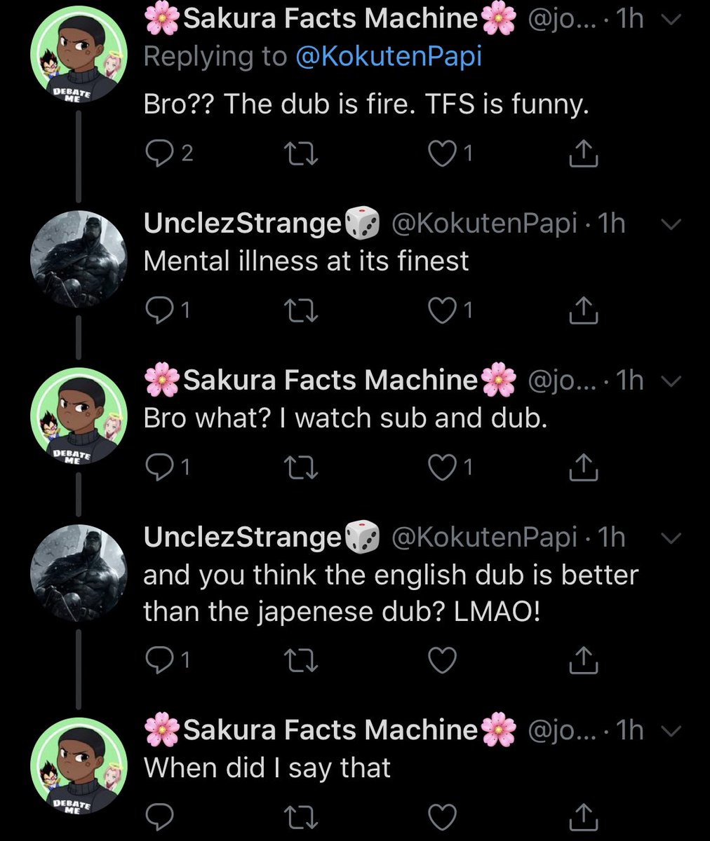 This form of elitism is straight up cancer. My guy literally just said he enjoys and dub and TFS, and this asshole is calling him mentally ill. Then he’s assuming things when the guy literally said he enjoys both English and Japanese. What have we become guys?