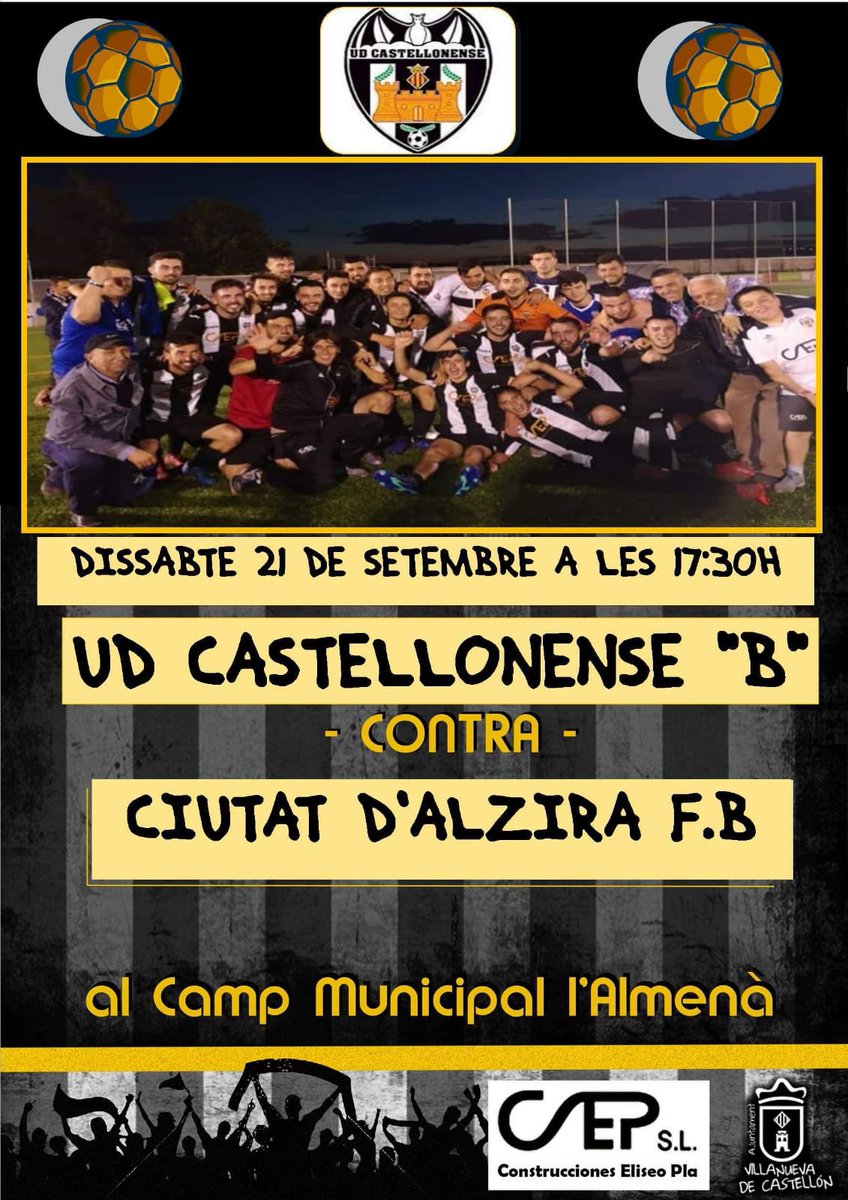 UDECastello's tweet image. El @CastellonenseB debuta aquesta setmana a casa front al  @CiutatFb dissabte 21 de setembre a les 17:30H.
I el primer equip @CastellonenseUD juga contra el @udportuariosdis a casa diumenge 22 a les 18 H.
@golsmediasports @ElMinuter @VicentElMinuter 
#JuntsMesForts
#AmuntUDC
⚪️⚫️