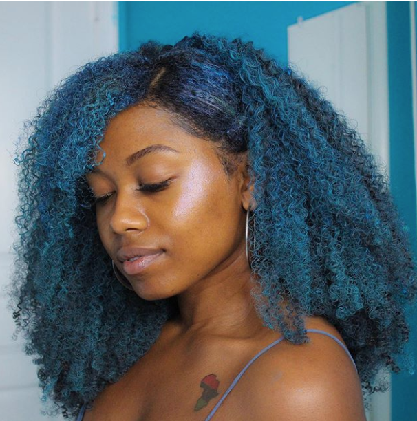 DnaEssence's tweet photo. We’re slightly biased towards #bluehair … but can you blame us when it turns out looking like this?!? Drop some 💙💙 For today’s #ColorCrush 
📷: @jonellsequiraxo
.
.
#DNAEssence #HairCrush #repost #bluehair #teamnatural #curlscrush  #naturalhairstyles #DNALove #edges https://t.co/rgdGBzjX4e