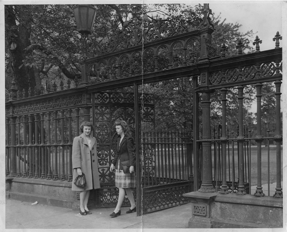 Photograph of two women by south gate #newoldstock