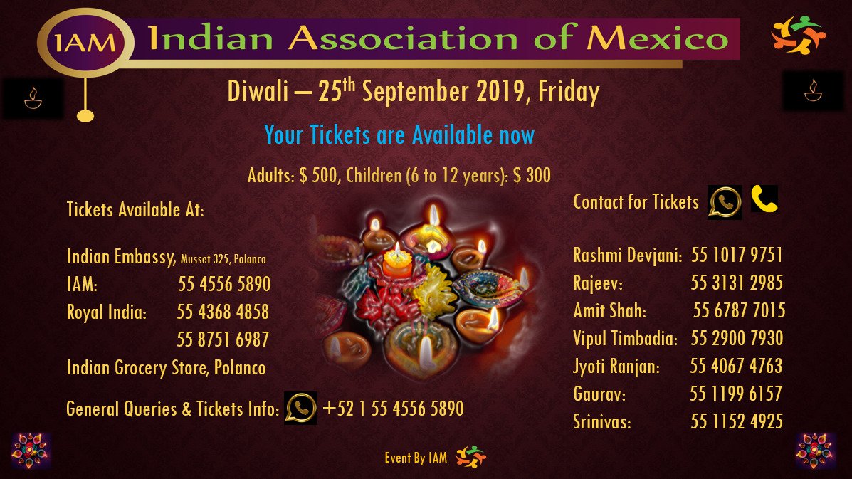 IndianAssoMex's tweet photo. *Tickets are available now..*
 You can collect your tickets from below mentioned places and persons.

Ticket cost :

Adult &amp; kid 13+ yrs : 
 *500 Mxn* 

Kid ( 6 to 12 years)- 
 *300 mxn* 

This time
Much more fun and Surprises.... !!!

 *Book now* https://t.co/NntKhVBVxS