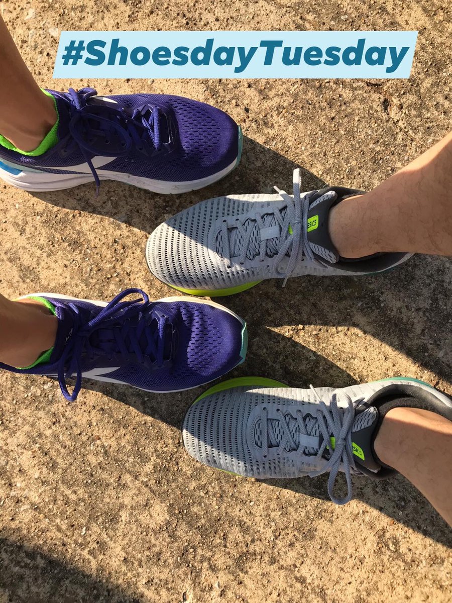 Coltons_Run's tweet photo. It's #ShoesdayTuesday, and we're showing off Amy's purple Diadoras and Mike's grey ASICS!  We love the individuality &amp; diversity runners' shoes represent, and we can't wait to see them in This year's races! @Diadoraofficial @ASICSamerica #GiveRunRemember #IStillRunForColton https://t.co/NoRSpTI2F3