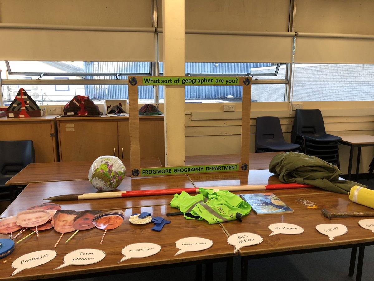 FrogmoreGeog's tweet photo. The Geography Department are ready for open evening...come and take a photo in our photo booth to show the type of geographer you’d like to be... https://t.co/5elh0fHA6G