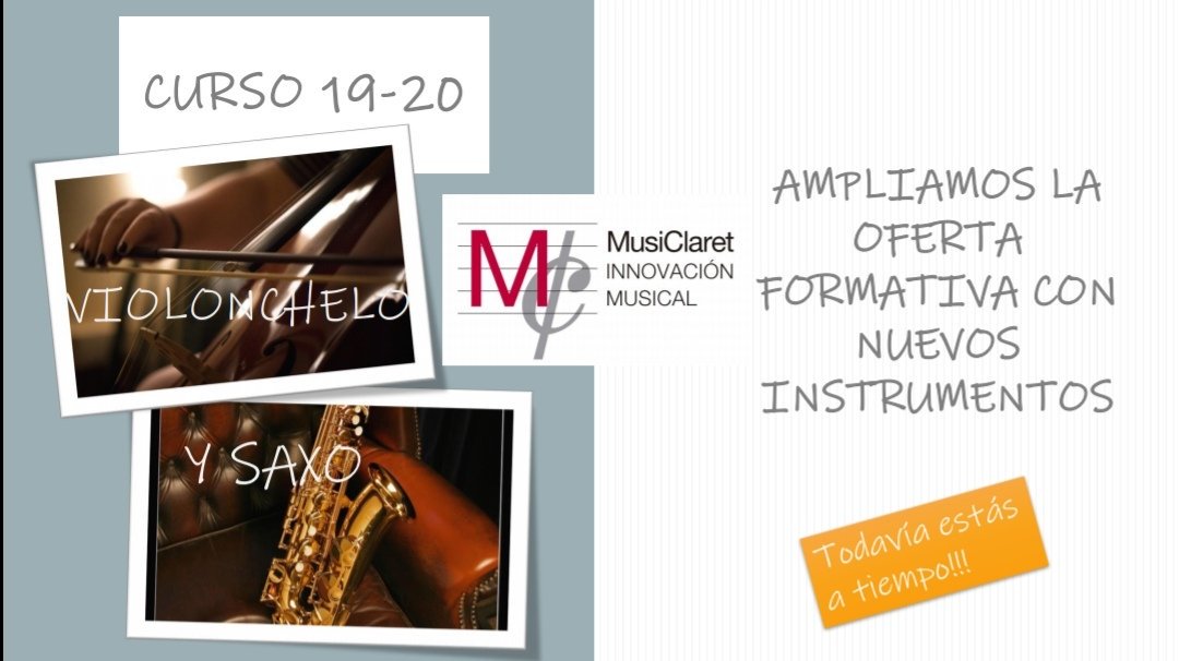 musiclaret_'s tweet photo. En @musiclaret_  estamos a punto de comenzar un nuevo curso con una amplia oferta formativa en la que se incorporan dos nuevos instrumentos. Empezamos el 1 de octubre, así que todavía estáis a tiempo!! conócenos en @colegio_claret https://t.co/zlBIJ1Lw9O