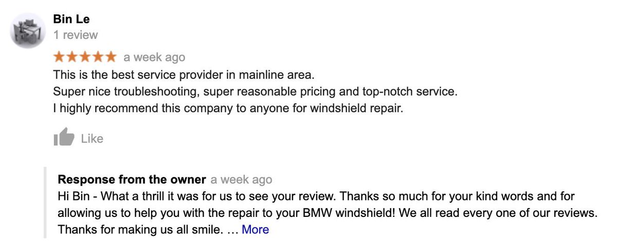 We're always happy to see such thoughtful reviews left by happy customers. Check out what everyone is saying about us! buff.ly/2Tx0Ww1 

#trueblue #trueblueautoglass #autoglass #windshieldrepair #windshielddamage #reviews