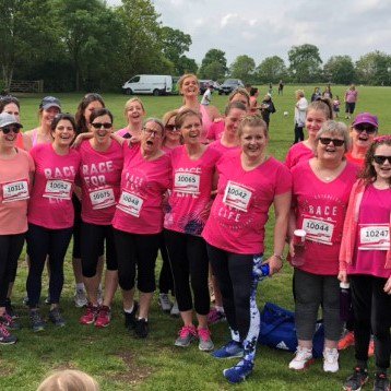 raceforlife's tweet photo. “I took part in #RaceforLife with family and friends and raised over £15,000 in memory of my sister, Celia.” A massive thank you to Theresa and her team for raising an incredible amount of money. Whether you raise £15, £1,500 or £15,000 - every pound is used to help beat cancer. https://t.co/GazQuuWnBH