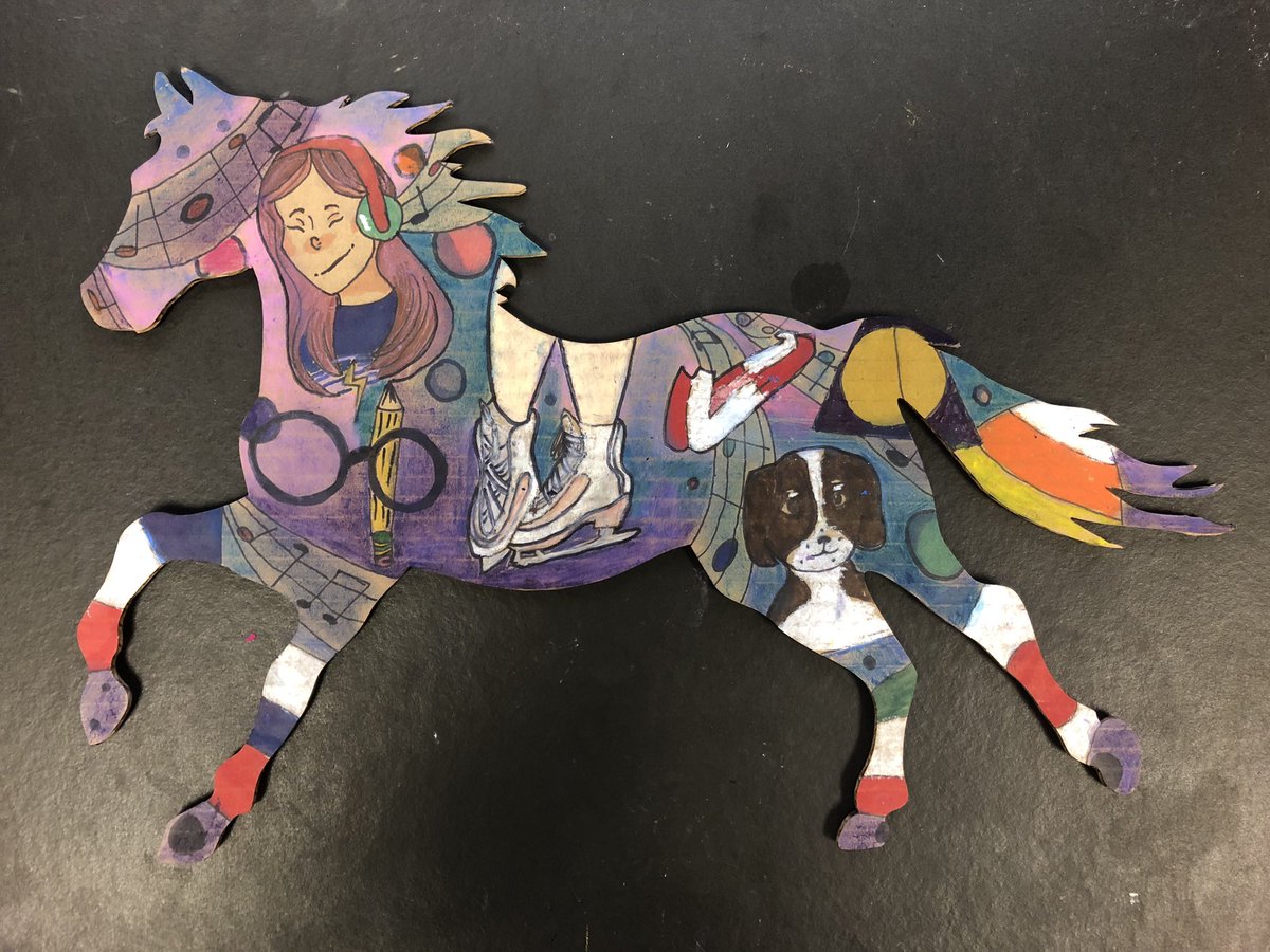 Nic_Seeley's tweet photo. The 7th graders just finished their Identity Horse project and they turned out GREAT! @Art #Design #BeTheSpark @ChippewaMiddle https://t.co/CAjzTlqTH2