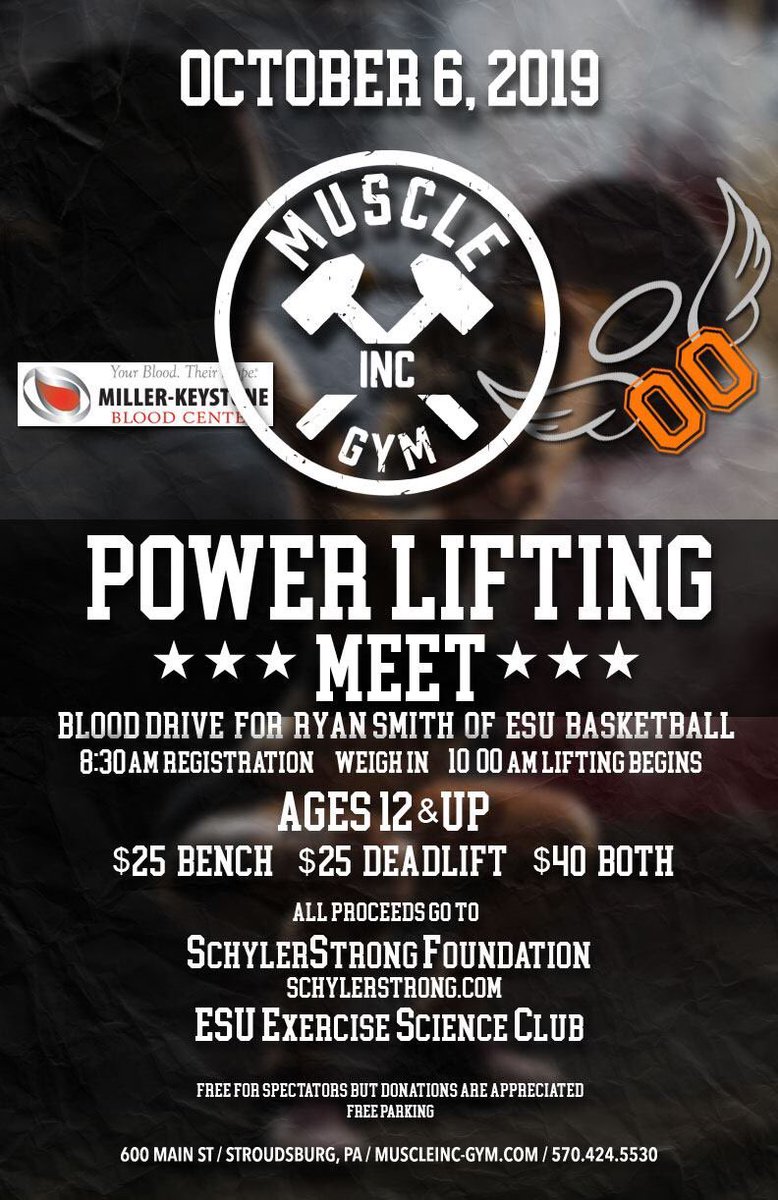 SchylerStrong's tweet photo. ⚒October 6th ⚒
#teammuscleinc #muscleincgym #leukemiaawareness #leukemiawarrior #schylerstrong00 #SchylerStrong #powerlifting #blooddrive #donate #support #stroudsburg #eaststroudsburg #brodheadsville #bartonsville #sciota #snydersville #pleasantvalley #pvsoccer #esubasketball https://t.co/xzgNzSHoU0