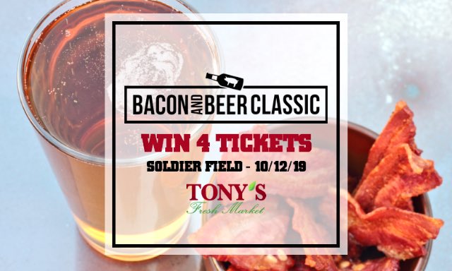 #Win 4 Tickets to the 2019 #Bacon &amp; #Beer Classic <a href="/SoldierField/">Soldier Field</a> on Saturday, October 12th.

Tickets will include 3 hours of all-inclusive bacon-inspired dishes and choose from 100+ styles of craft beer to sample. 

Enter here: woobox.com/qzzc7m/lvsou3
#contest #Sweepstakes